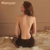 Manyan Sexy Hollow Halter Neck Lingerie Secretary Uniform - One Piece