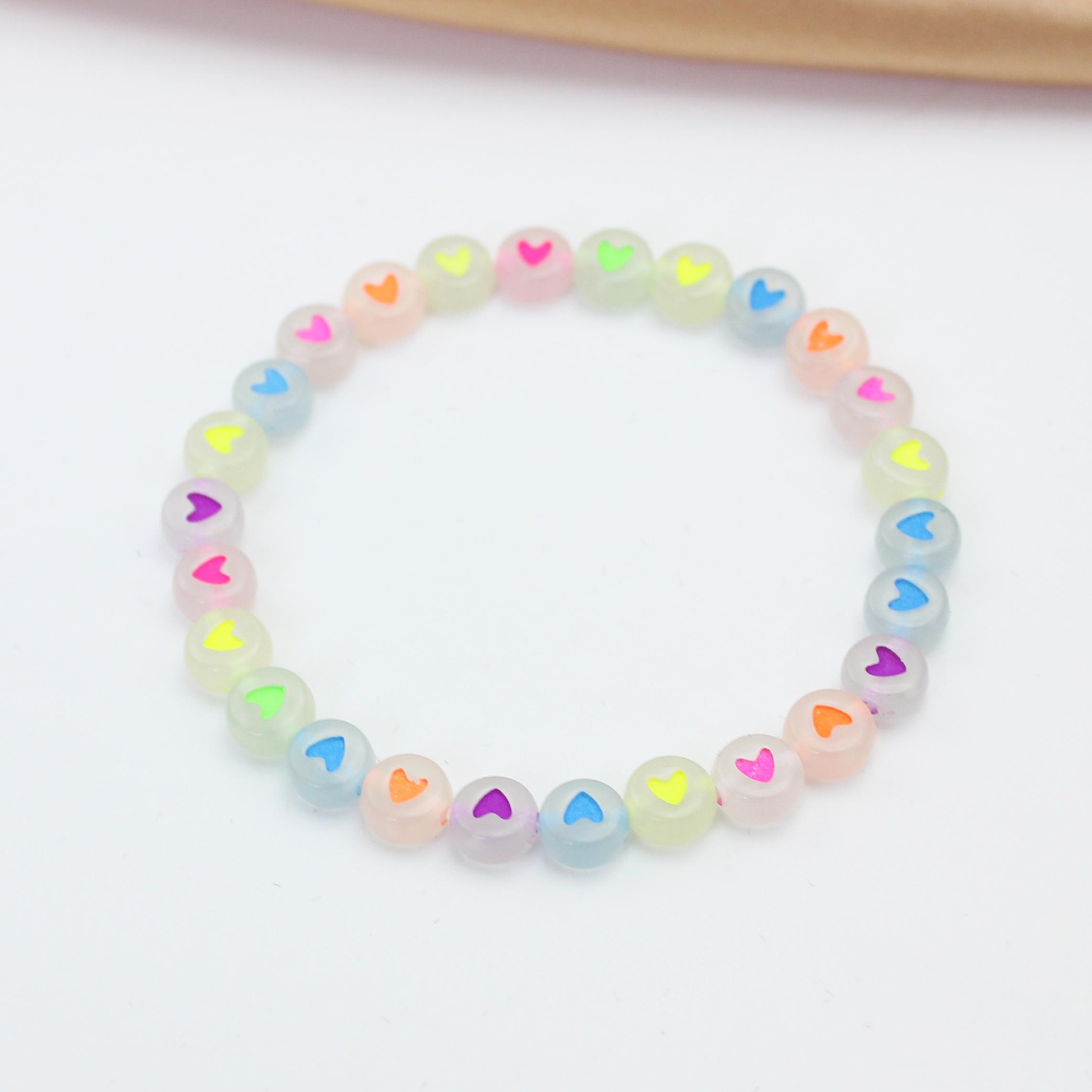 

Luminous Acrylic Flat Beads Bracelet Spacer Charm For DIY Crafts Elasticity Bangles For Girls Zircon Accessories Wholesale Gift