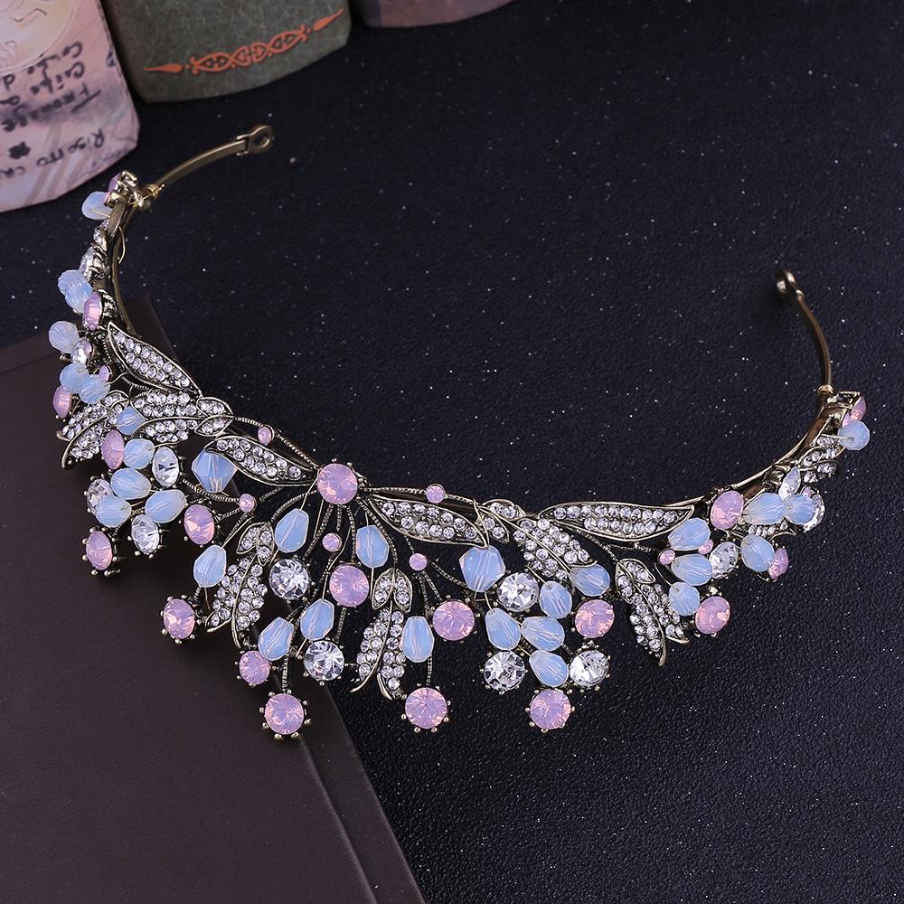 Новая барочная ретро хрустальная корона, ручная работа, ободок-венок из листьев, свадебный аксессуар