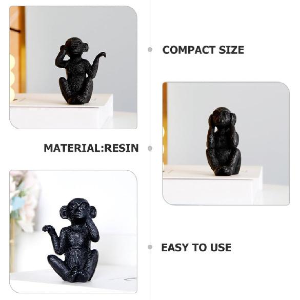 3pcs Resin Monkey Figurine Cute Animal Statues for Desktop Decor Creative Monkey Ornaments for Home Office Library and Shop Unique Present Idea