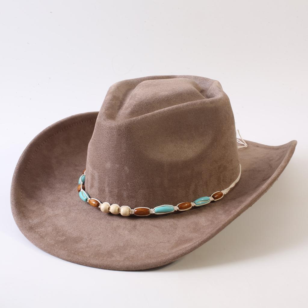 Popolari cappelli western da cowboy classici in camoscio europei e americani, cappelli da cowboy alla moda retrò da uomo e da donna