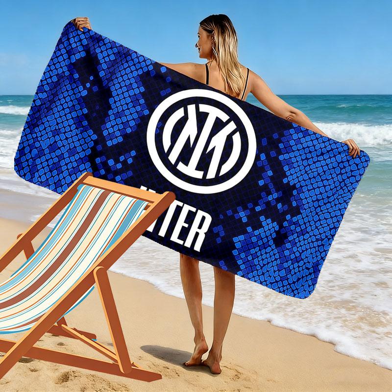 Inter Milan Print Beach Towel, Large Soft Quick Dry Towel for Beach Camping Swimming