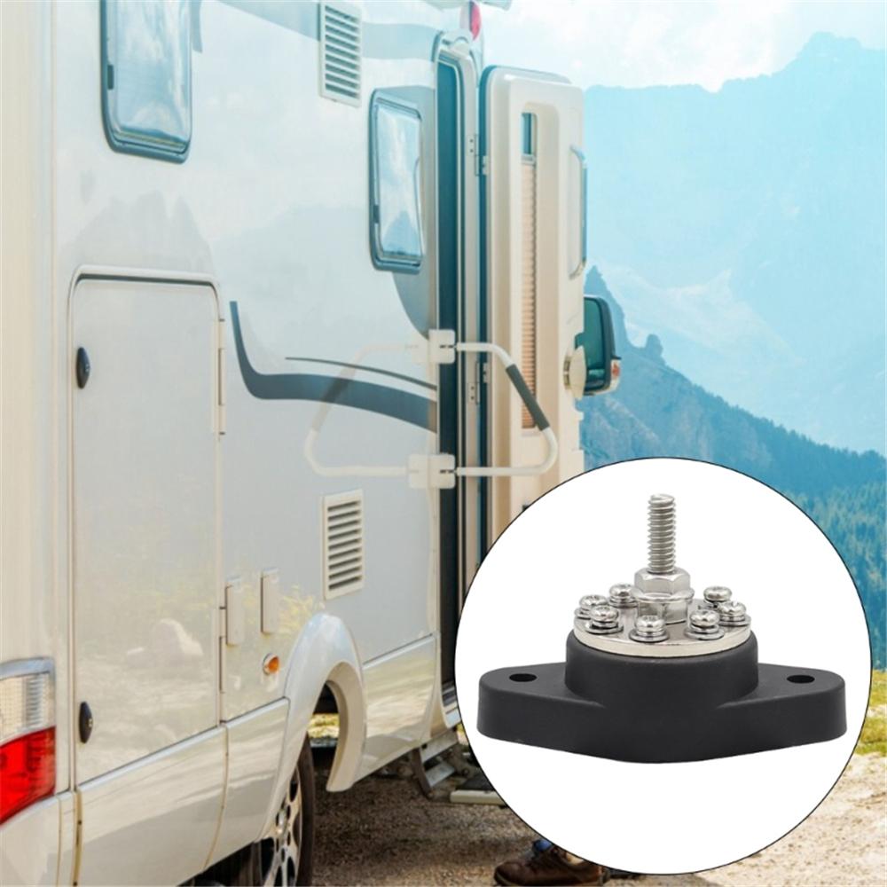 Black Battery Junction Post Bus Bar Power Distribution Block M6 Stud Terminal