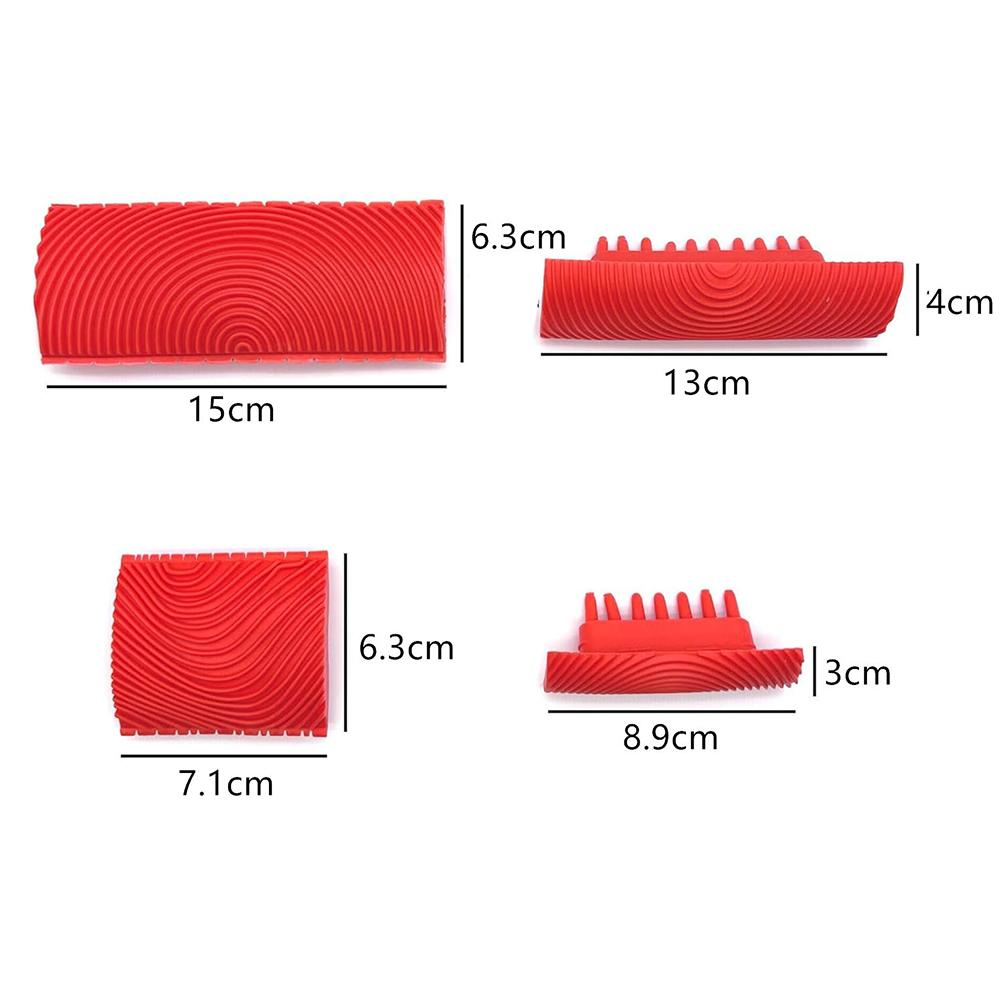 4Pcs Red Wood Grain Tool Kit for Decorative Painting Premium Wood Graining Tool