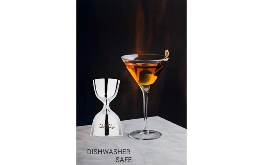ABHAS® Traditional Silver Brass Jigger – 30/60ml Peg Measure | Double-Sided Measuring Cup