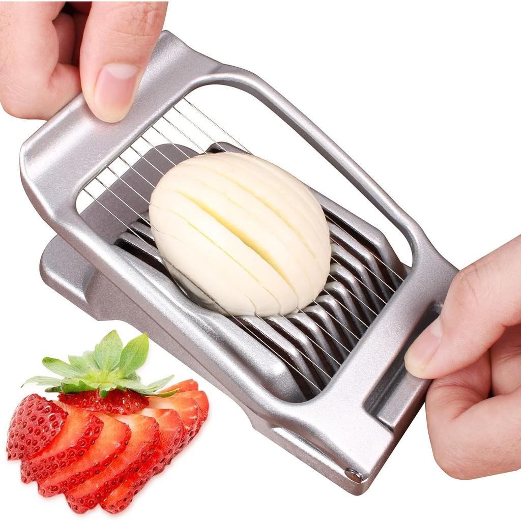 Egg Slicer for Hard Boiled Eggs Egg Cutter Strawberry Slicer Aluminium Slicer Stainless Steel Wire Multipurpose Egg Slicer