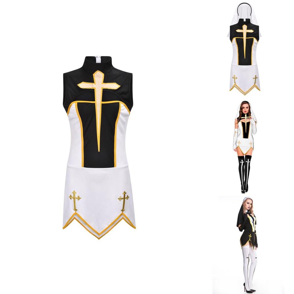 Eye-catching Naughty Nun Costume High Quality Black Fancy Dress For Women's Cosplay And Halloween