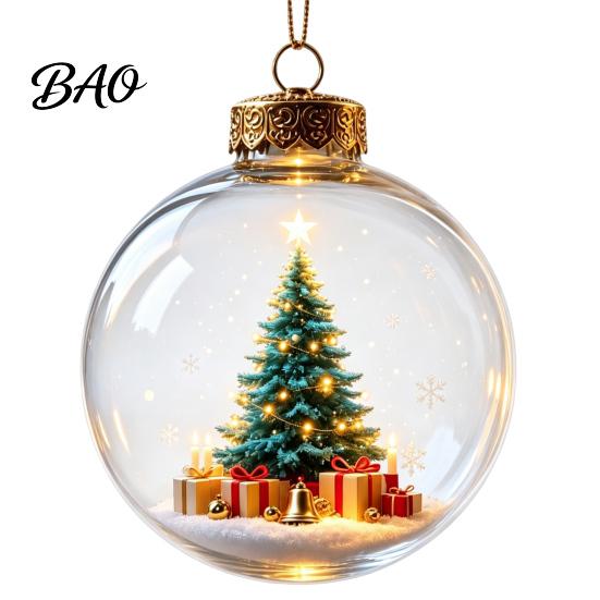 Świąteczne wiszące ozdoby 3D z sztucznego kryształu z ciepłymi diodami LED, miniaturowa zimowa scena, dekoracyjne światła, świecący wisiorek na choinkę dla
