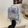 Spring and Summer New Small Backpack Backpack Fashion Embroidery Fruit Plaid Splicing Handbag Messenger Bag