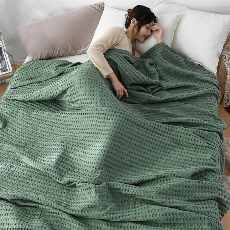 Breathable Waffles Cotton Throw, Soft and Light, Cooling Cotton Waffles for Summer Nights,150x200cm,Cool Blanket