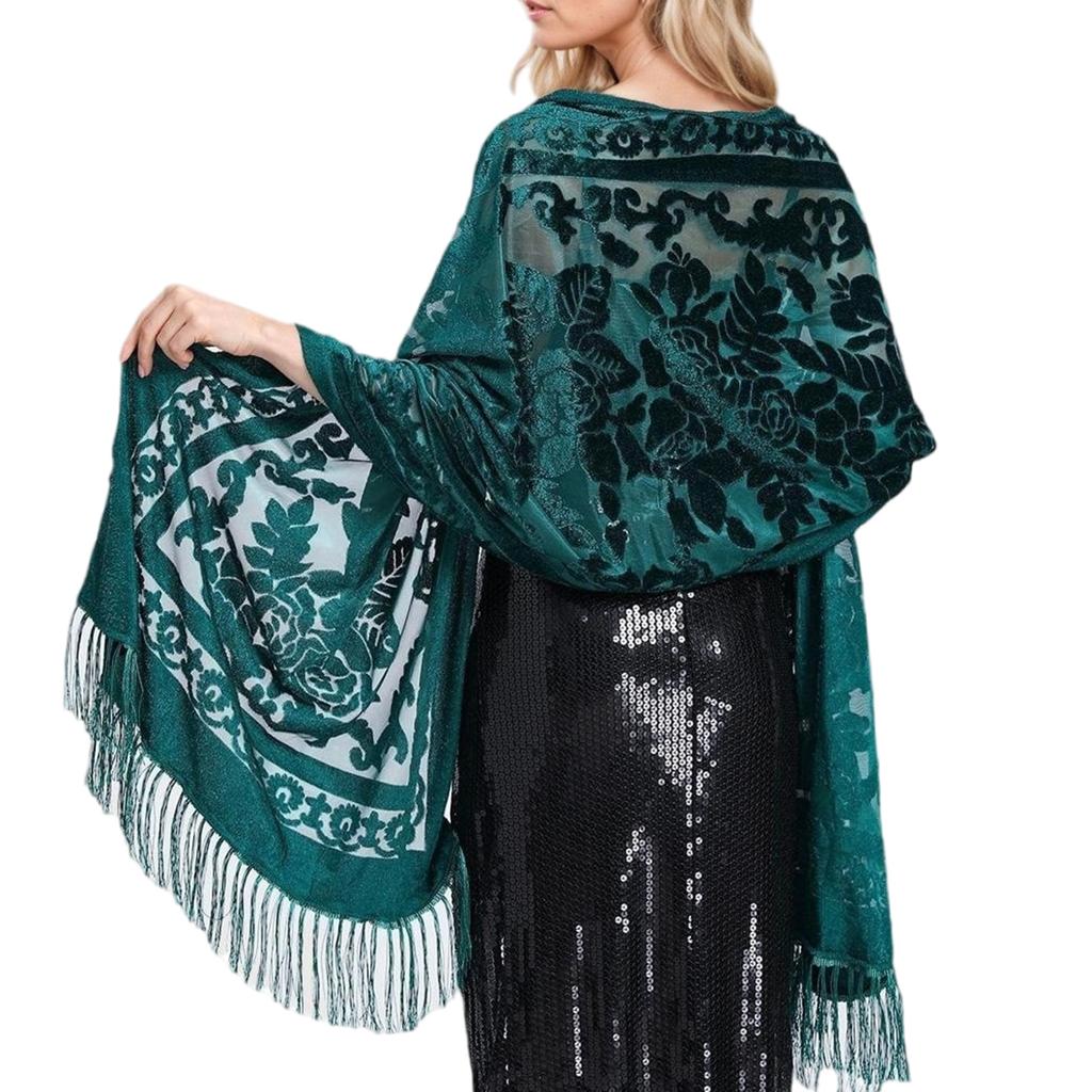 Ethnic Style Shawl Elegant Cheongsam Cape Shawl Versatile Long Tassel Scarf Warm Air Conditioning Room Shoulder Wrap