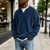 Men's V-neck Faux Two Piece Corduroy Long Sleeve Casual Sportswear T-shirt