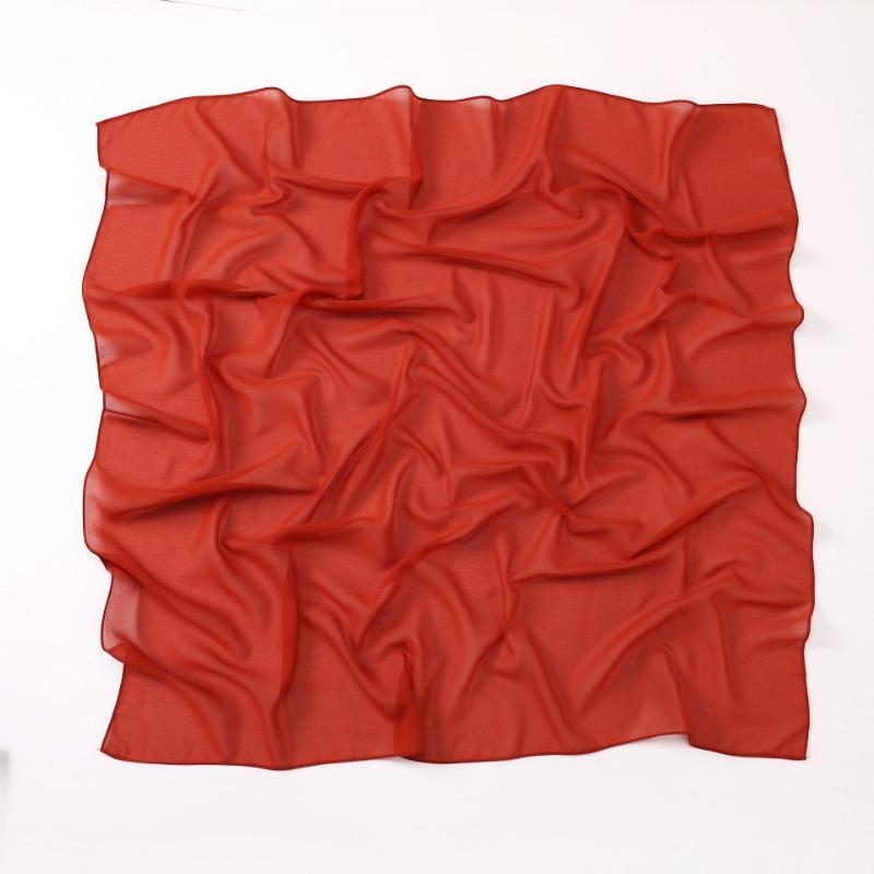 Versatile Solid Chiffon Scarf 90cm Square Headscarf For Women