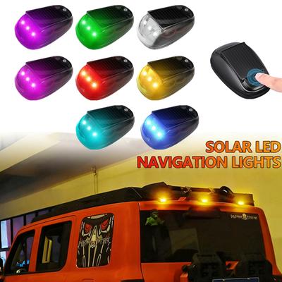 2/4/5x New Solar Car Roof Light Wireless RGB Strobe Cab Truck SUV Roof Lights with Remote Control Interior LED Flash Lamp