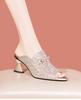 Rhinestone Pearl Open-toed Sandals Slippers Women's Summer Wear 2025 New Fish Mouth Sandals Middle Heel Pointed Cold Slippers