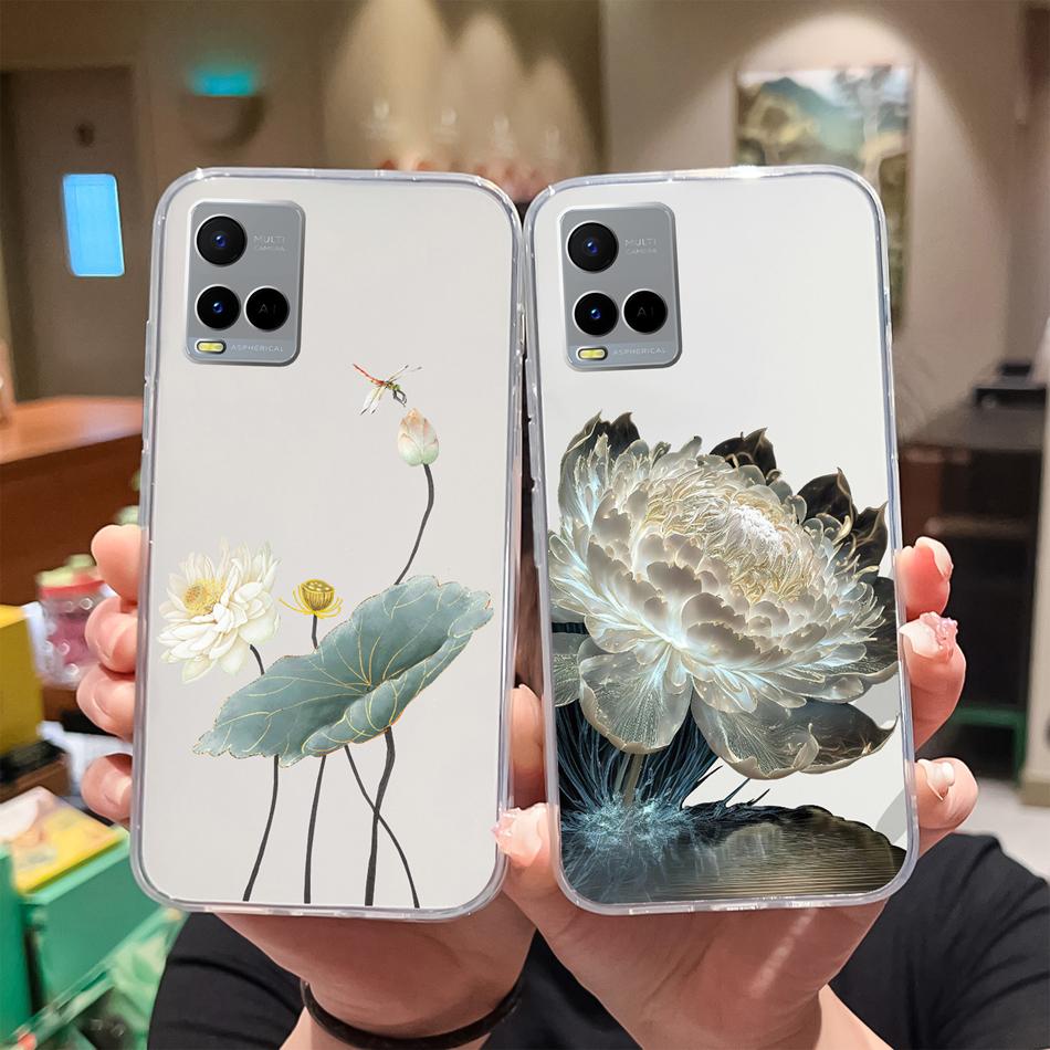 For Vivo Y21 Y21S Y21T Y21A Y21E Y21G Phone Case Painted Flowers Soft Clear TPU Silicone Funda For Vivo Y 21 Lightweight Bumper