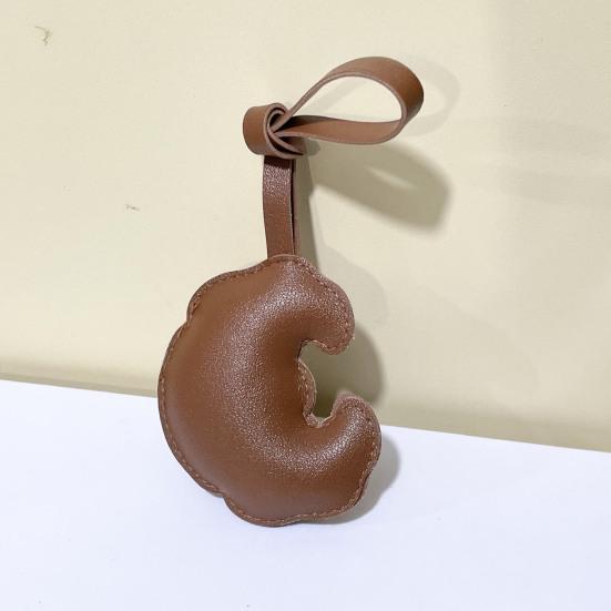 Croissant Pendant Bag Charm Croissant Shaped Keychain Pendant Faux Leather Croissant Charm for Backpack Keyring