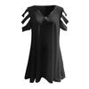 Womens Sexy V-neck Collar Zipper Color Short Sleeve Fold Casual Blouse Tops