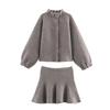 Autumn 2025 Knit Bomber Jacket & Mini Knit Skirt Set