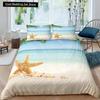 Beach Starfish Seashell King Queen Duvet Cover White Ocean Creatures Bedding Set Hawaii Quilt Cover Polyester Comforter Cover