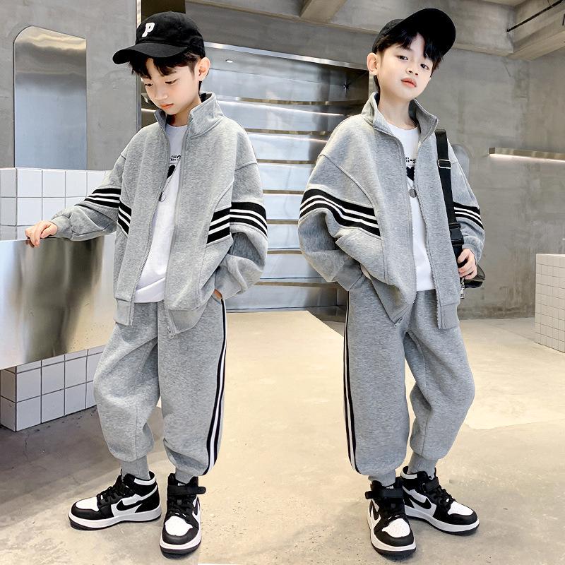 Boys' Spring & Autumn 2025 Stylish Baseball Uniform Sweatshirt Set - Medium & Large Casual Two-Piece