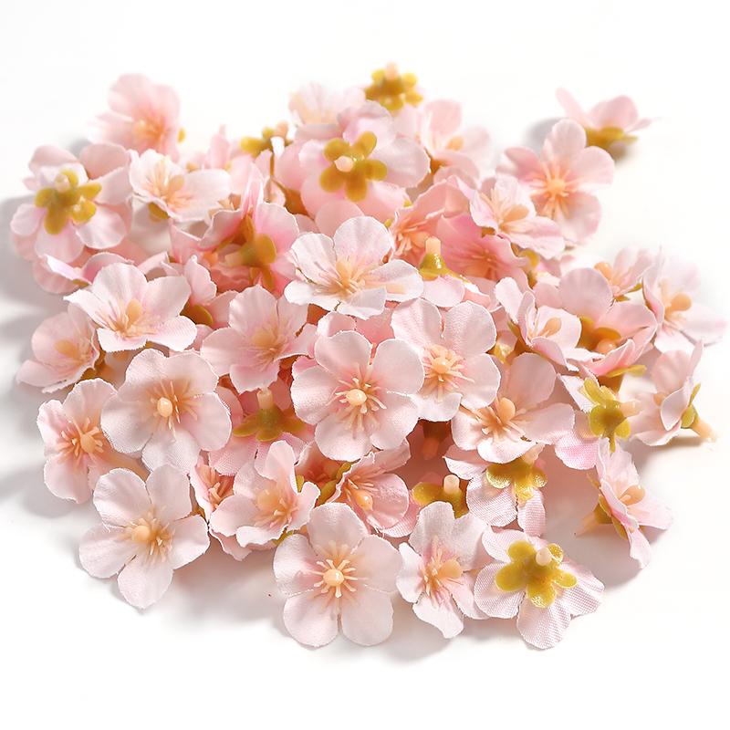 50/100Pcs Mini Artificial Flower Head Cherry Blossom Petals for Home Decortion Mother's Day DIY Garden Party Bride Wedding Decor