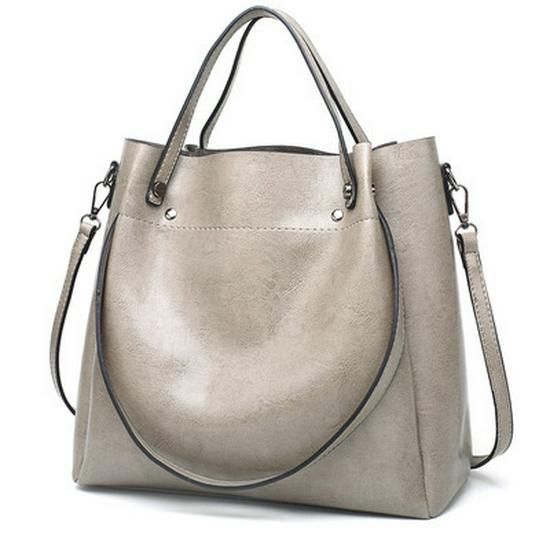 Genuine Leather Large Capacity Handbag for Oily Skin - Fashionable Crossbody and Shoulder Bucket Bag