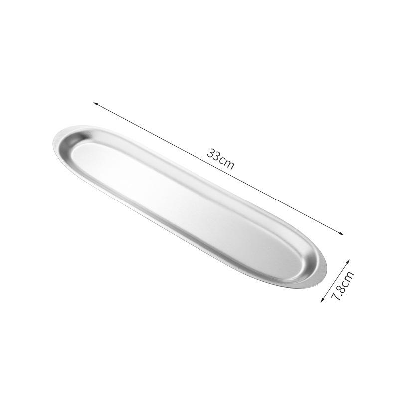 Thicken Stainless Steel Food Storage Tray Oval Serving Plates Long Beef Ball BBQ Buffet Presentation Dishes Kitchen Accessories