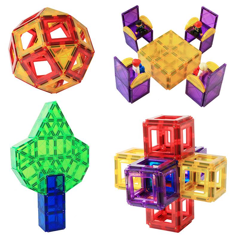 Cross-Border Magnetic Tiles: Colorful Large Window Building Blocks with Pipe Rolling Ball for Kids