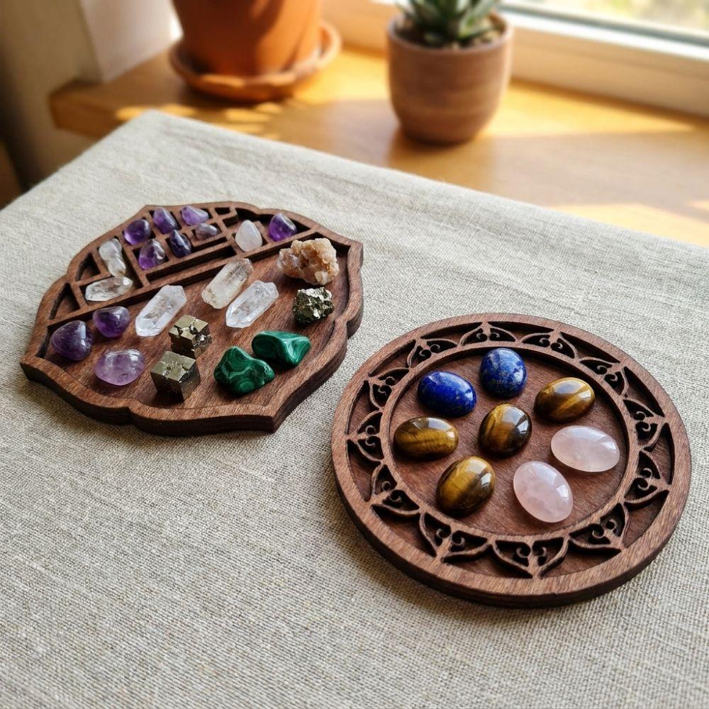 Wooden Mini Jewelry Holder Multiple Compartments Goods Display Rack Home Table Decor