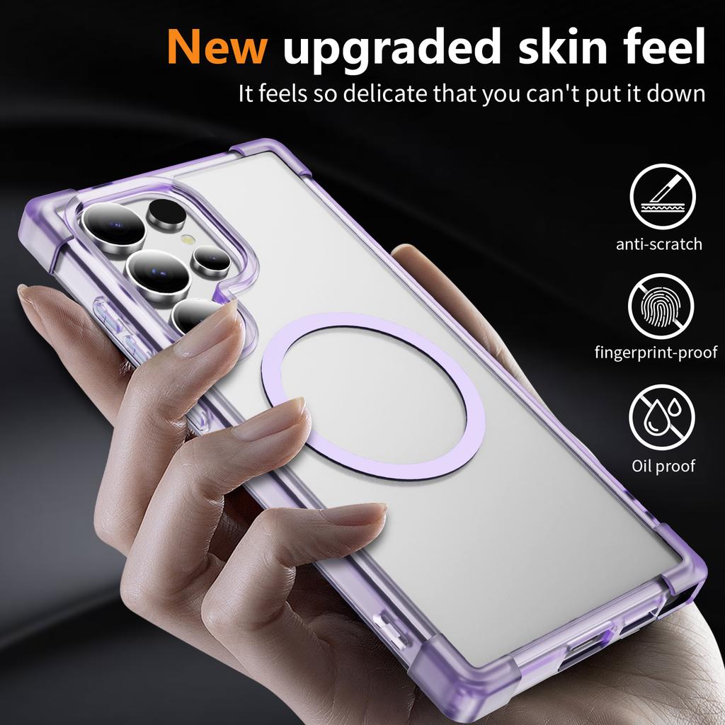 For Samsung Galaxy S25 Ultra Magnetic Case Reinforced Corners TPU + Acrylic Back Cover