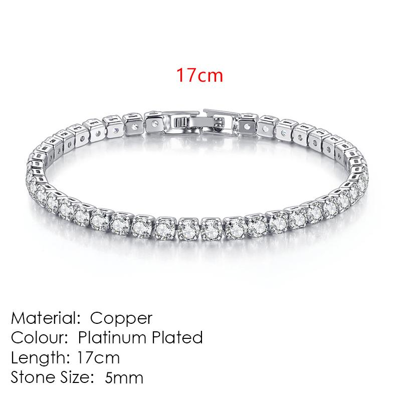 Silver Color 2.5/3/4/5mm Zircon Tennis Bracelet For Women Men Dazzling Crystal Hand Chain Wedding Gift Punk Fashion Jewelry