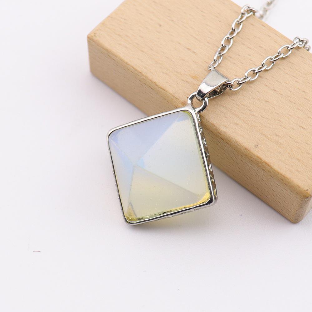 TikTok Live Natural Crystal Jade Pyramid Pendant Necklace