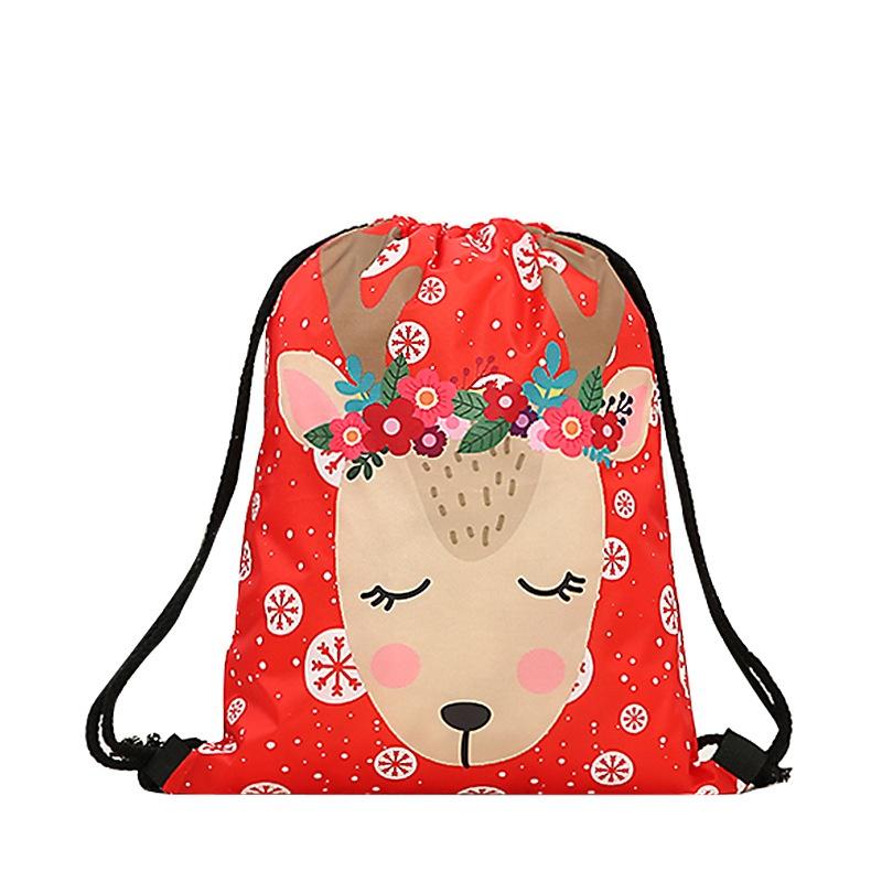 Fashion Christmas Drawstring Gift Bags Santa Claus Big Backpack Kids New Year Banquet Gifts