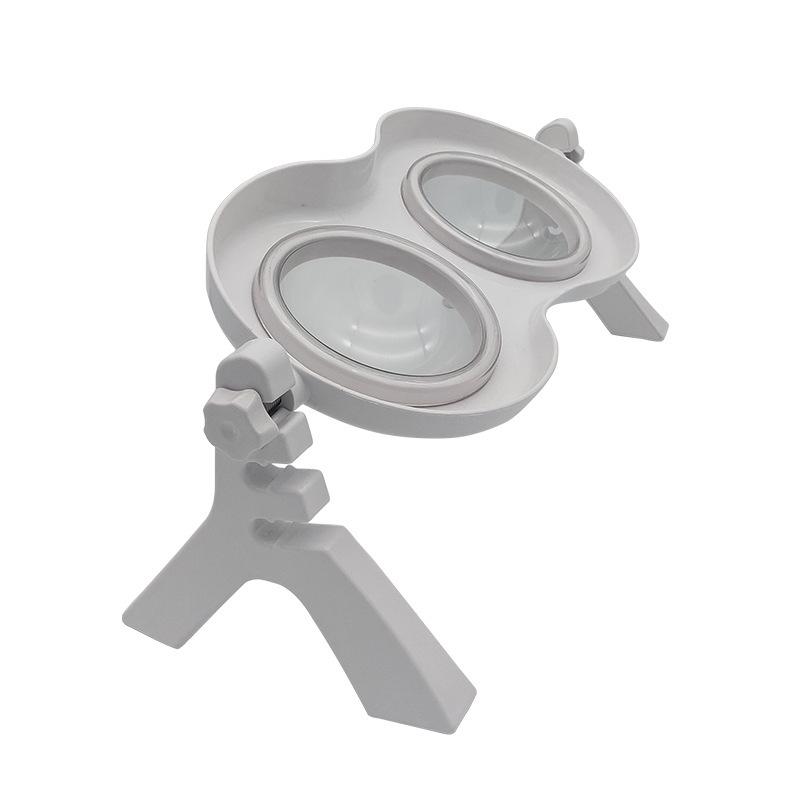 Adjustable Double Bowl Elevated Pet Feeder with Non-Slip Slow Feed Design for Cats and Dogs.