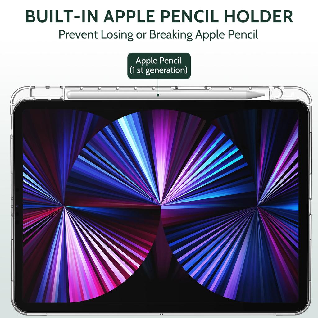 Hot Sale Transparent Acrylic Silicone Leather Case With Pen Slot Tablet Case for Ipad Air 4/5 10.9/ Pro 11 Tablet Covers Cases