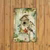 Vintage Metal Birdhouse Wall Art, Rustic Iron Garden Decor with Colorful Birds and Flowers