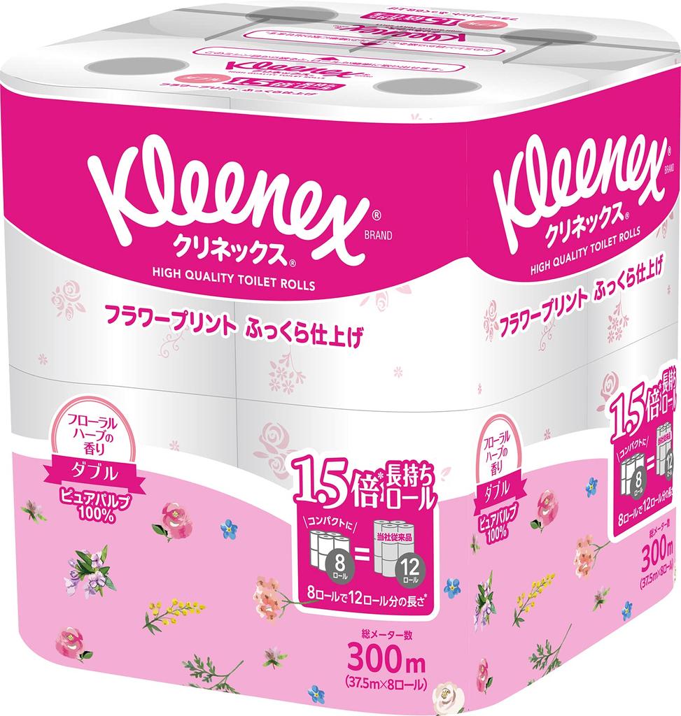 by Kleenex print rolls for 12 toilet double floral herb scent x 8 packs [Sold case] long-lasting (8 rolls) 37.5m