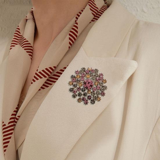 Women Brooch Sparkling Colorful Rhinestones Decor Dandelion Design Lapel Pin Sweater Scarf Badge Clothing Bags Accessories