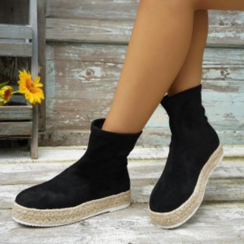 Женские осенне-зимние новые модные и простые повседневные короткие ботинки на толстой — фото 7