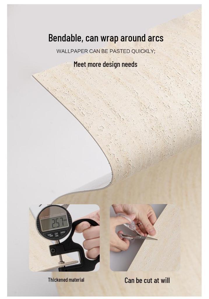 Ultra-Thin 3D Soft Roman Travertine Flexible Wall Panel - Self-Adhesive Sticker for Renovation