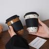 1Pc Ink-Splattered Ceramic Coffee Cup with Lid, Nordic Style Minimalist Cupware, Beautifully Designed, Suitable for Home Decor Tableware