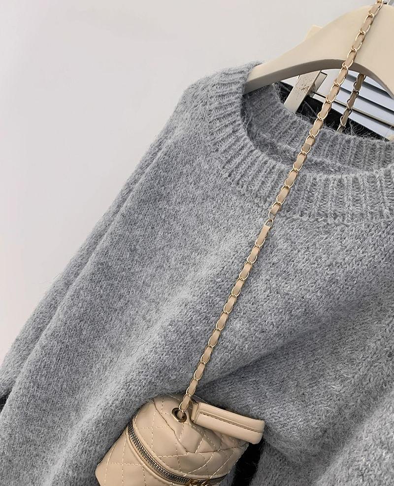 Plus Size Women Autumn Winter Warm Sweater Oversize Loose Casual Knitted Pullover Crew Neck Long Sleeve Tops
