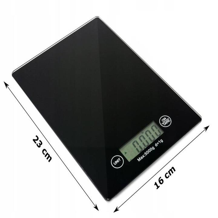 Waga Kuchenna Elektroniczna Czarna Szklana Lcd Cyfrowa Dokładna Płaska 5Kg