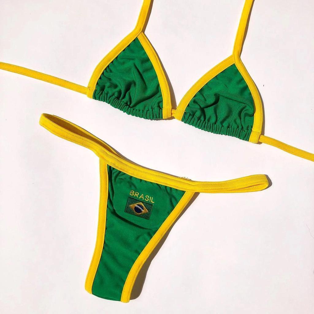 2024 European Embroidered Sports Bra & Thong Lingerie Set