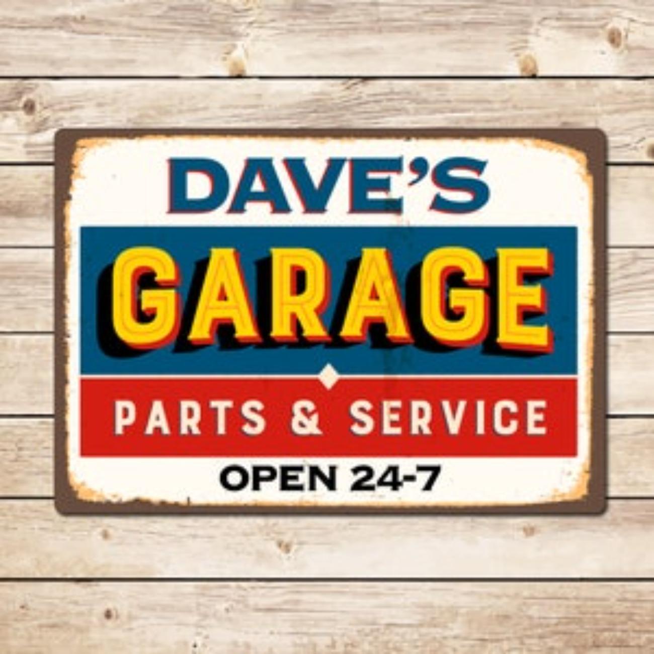 

Personalized Metal Tin Sign Retro Car Garage Decor Man Cave Wall Art Gift for Dad Husband червоний