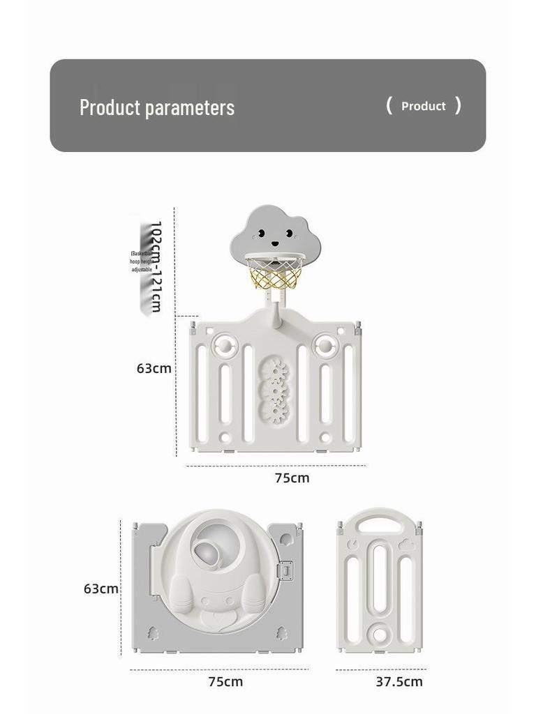 Stackable Baby Basketball Play Fence with Crawling Mat - Indoor Child Safety Solution for Living Room