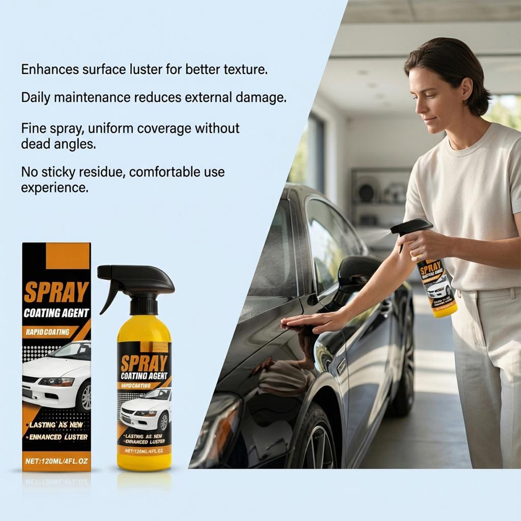 Car Coating Spray Kit  Nano Hydrophobic Ceramic Coating  Easy-to-Spray Auto Paint   Includes Microfiber Cloth For Vehicle 120ml 2pcs