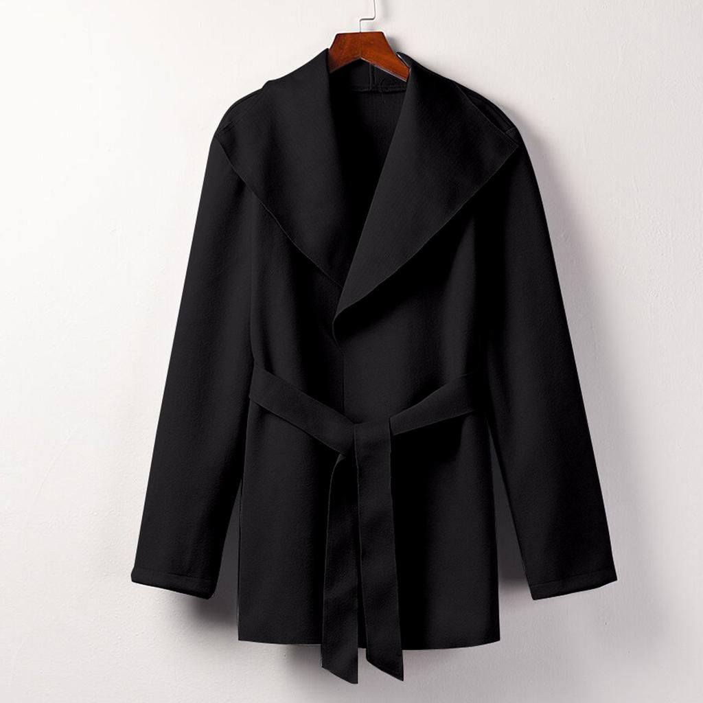 Dámské teplé zimní bundy Dlouhé pevné vlněné kabáty Blet Cardigan Outwear