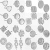2/6pcs Silver Color Stainless Steel Earrings For Women Men Jewelry Round Blank Settings Piercing Ear Studs DIY Drip Oil Crystal
